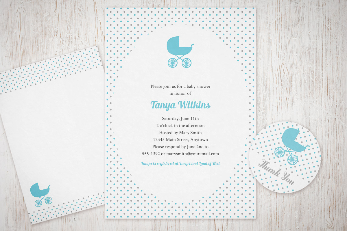 Polka Dot Pram Baby Shower Suite