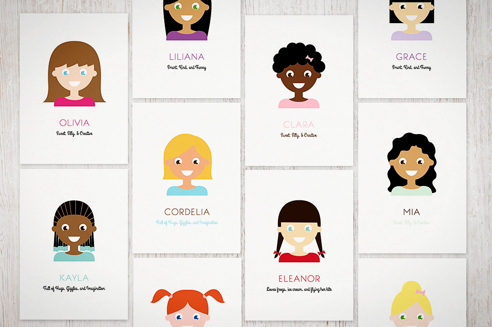 Personalized Illustrated Girl - Art Print