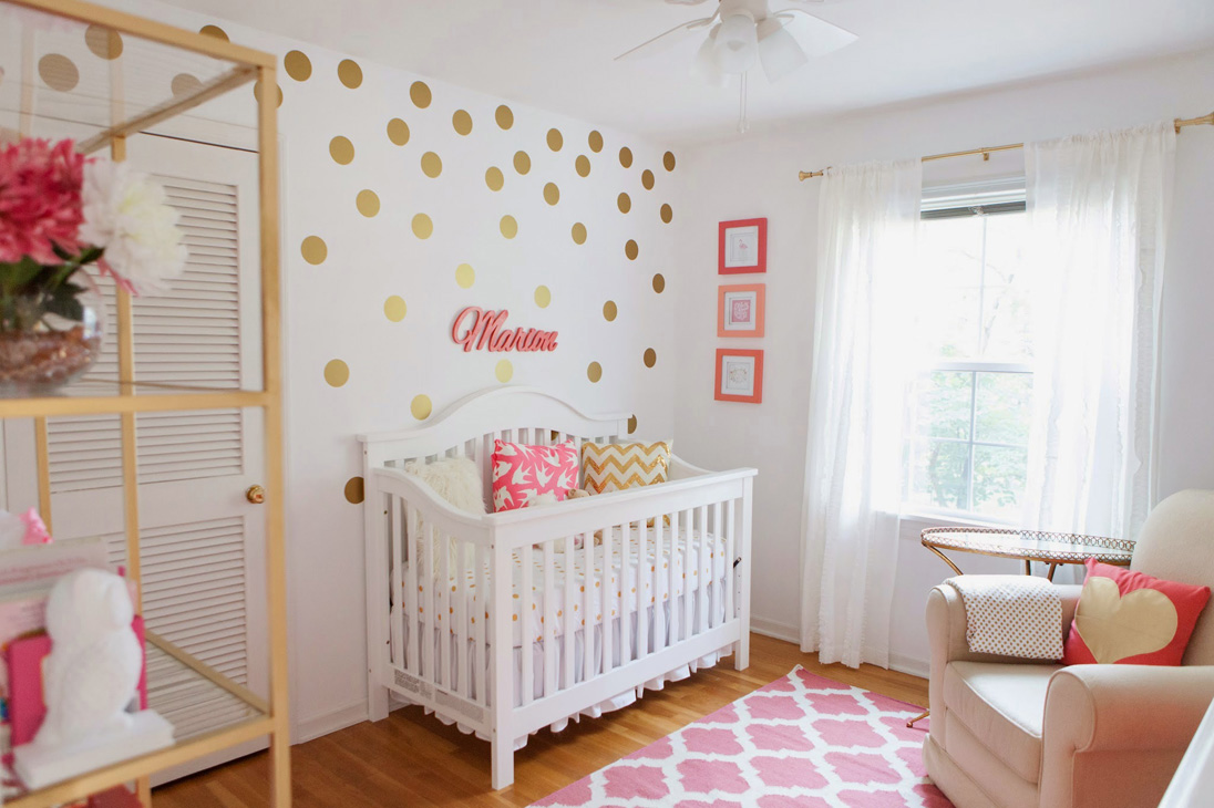 Feminine Nursery in Coral and Gold