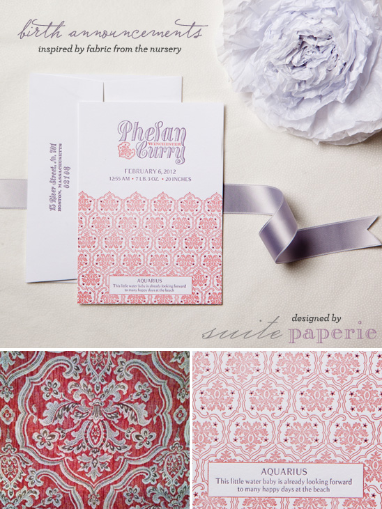 Suite Paperie Letterpress Birth Announcement