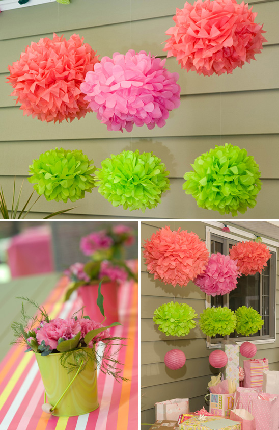 Baby shower decor in neon brights