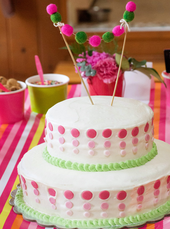 Pink and green baby shower cake