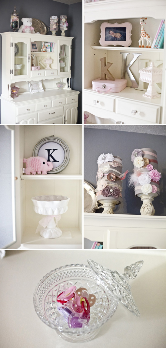 Shabby chic nursery in pink and gray