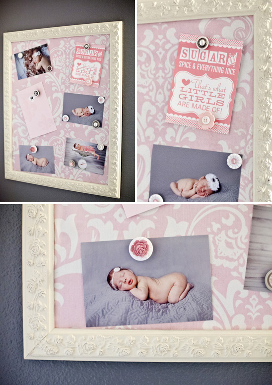 Shabby chic nursery in pink and gray