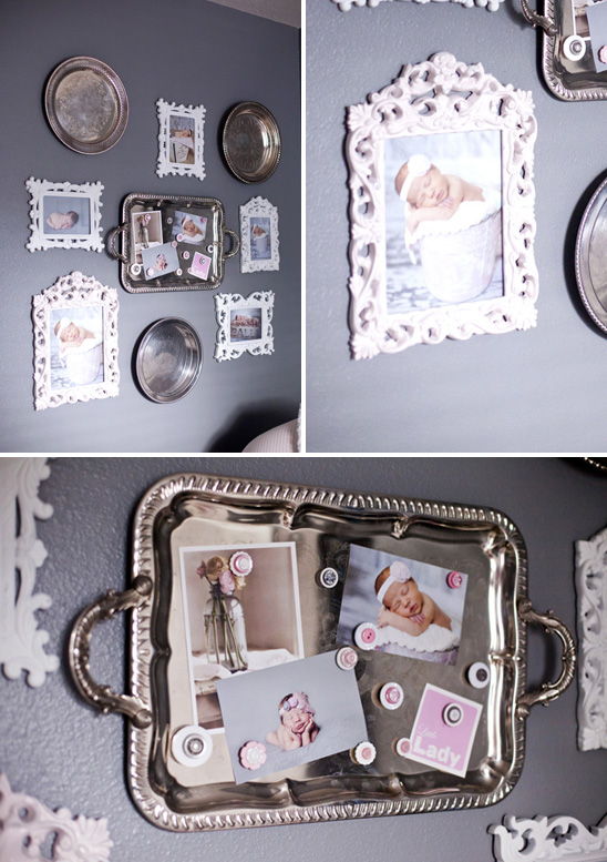 Shabby chic nursery in pink and gray