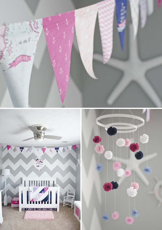 Pink and Navy Nautical Nursery