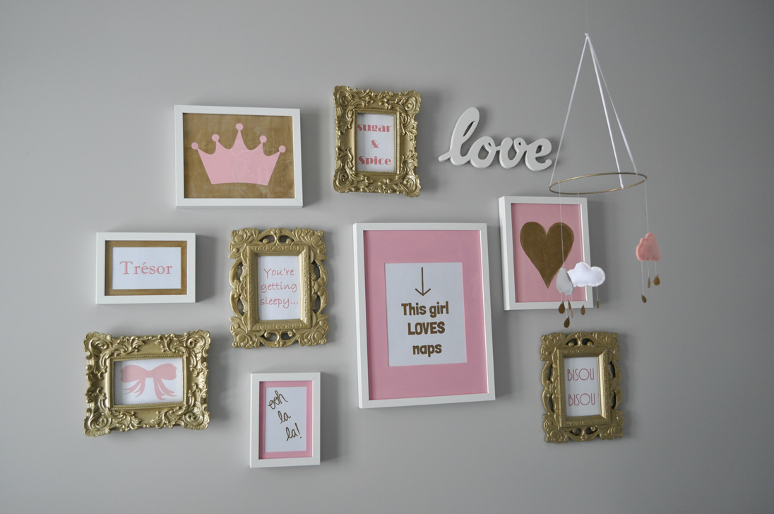 Pretty Pink, Gold, and Grey Nursery