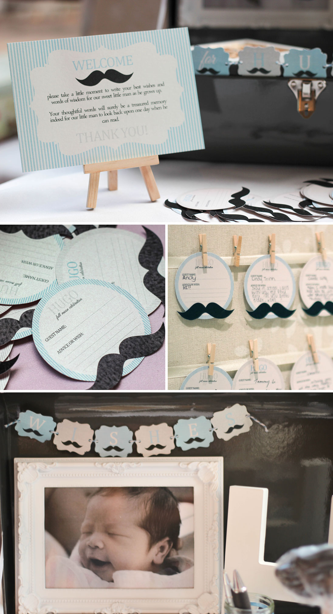 Full Month Mustache Themed Dessert Table