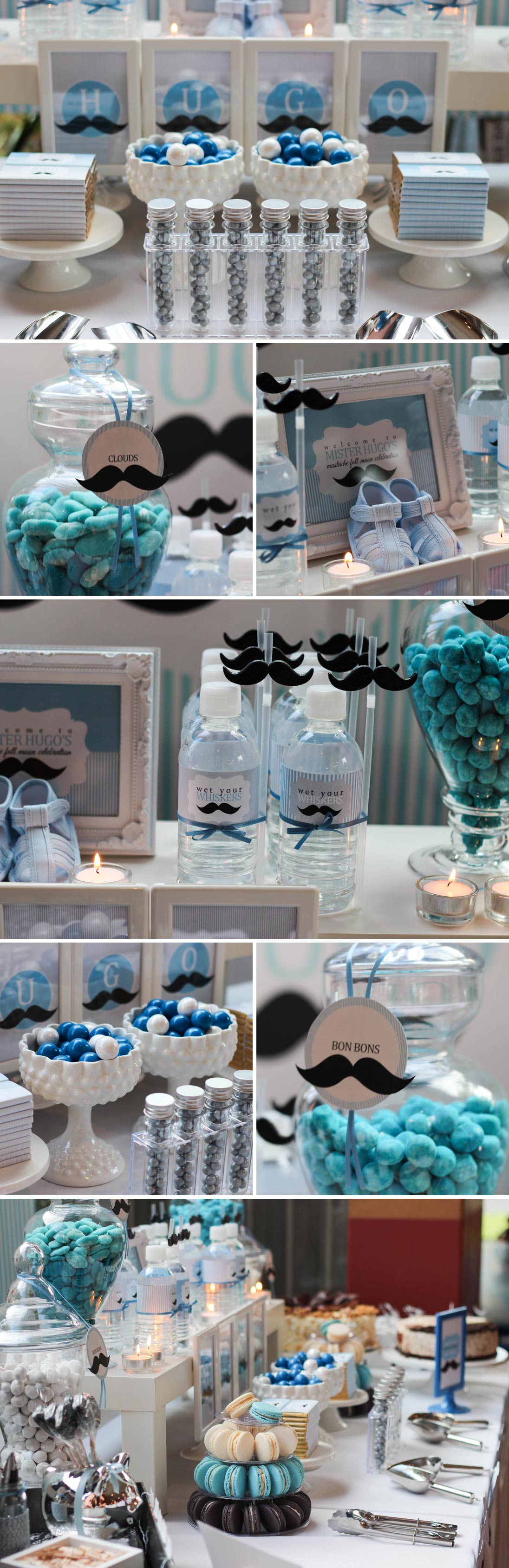 Full Month Mustache Themed Dessert Table