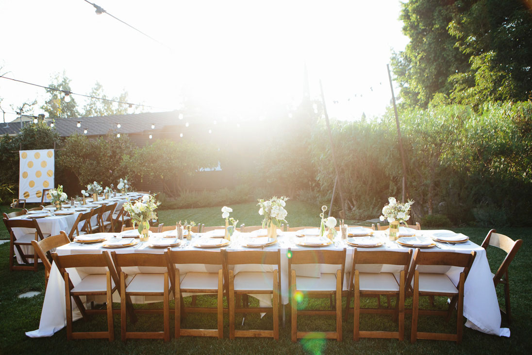 Gender Neutral Outdoor Baby Shower in Gold and White