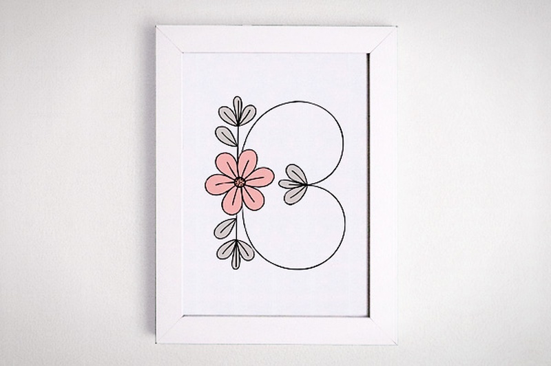 Flower Initial Print