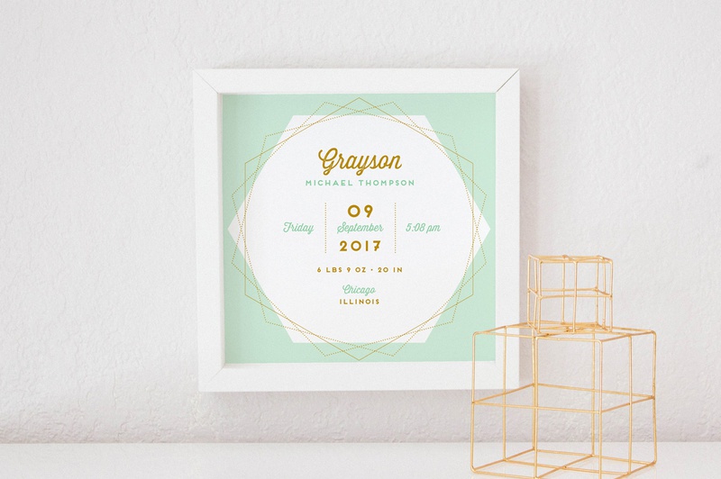 Geometric Birth Stats Art Print