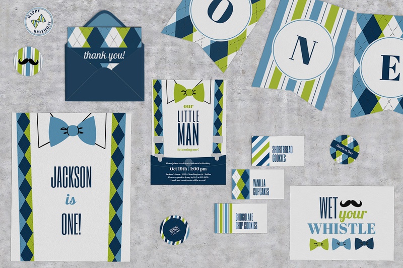 Little Man Birthday Party or Baby Shower Suite