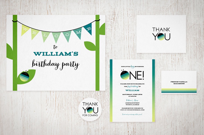 Ombre Bug 1st Birthday Party Suite