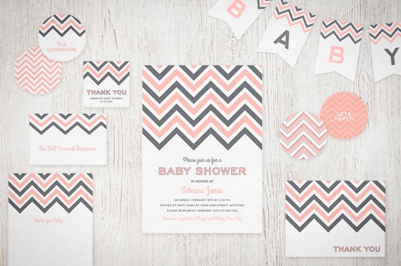 Chevron Zig Zag Stripe Invitation Suite