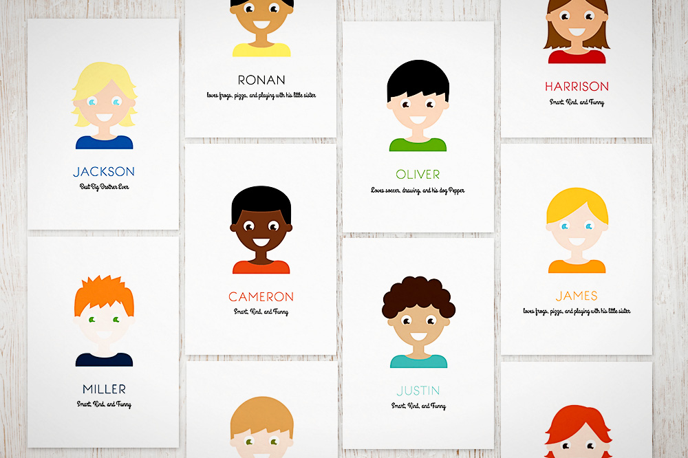 Personalized Illustrated Boy - Art Print