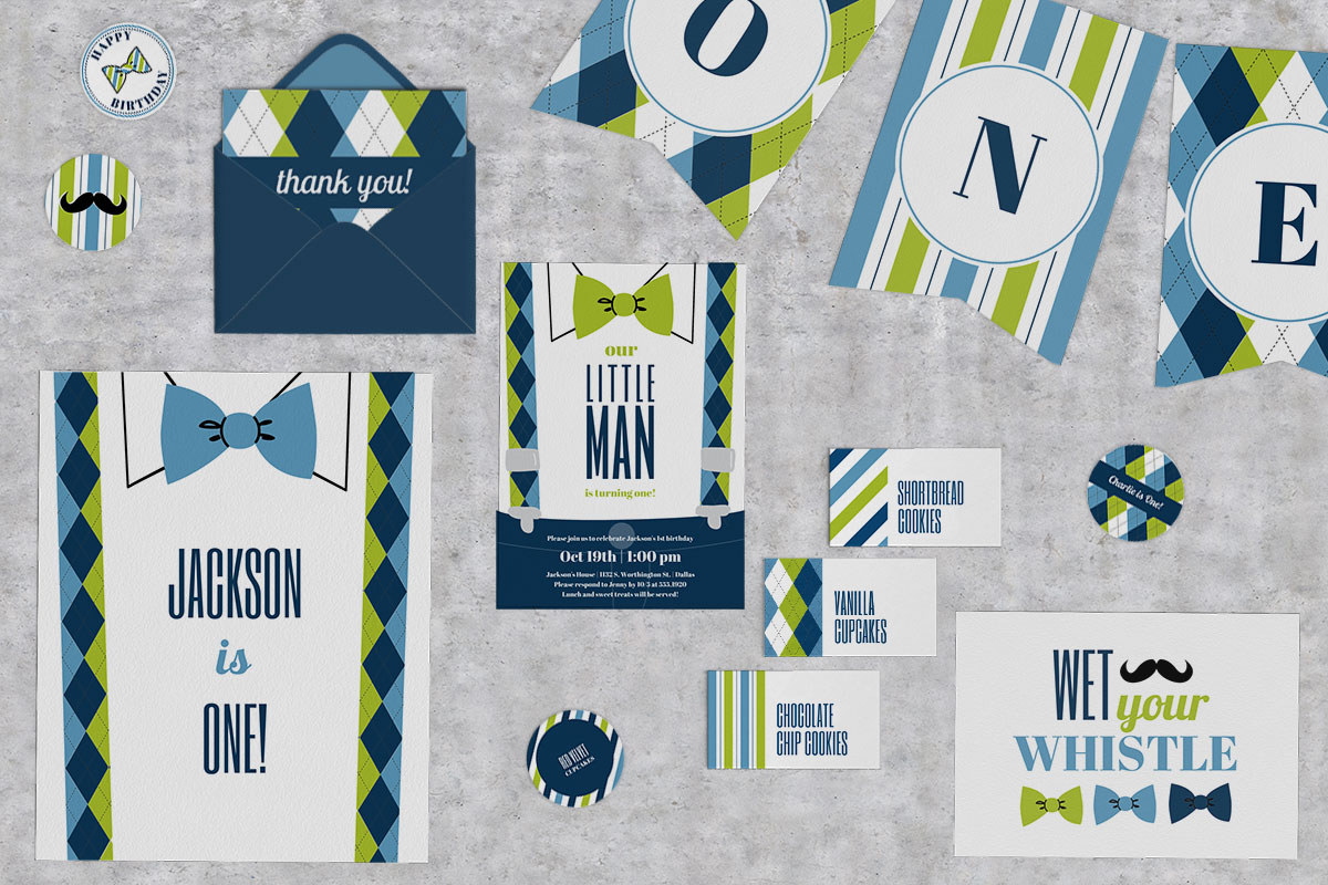 Little Man Birthday Party or Baby Shower Suite