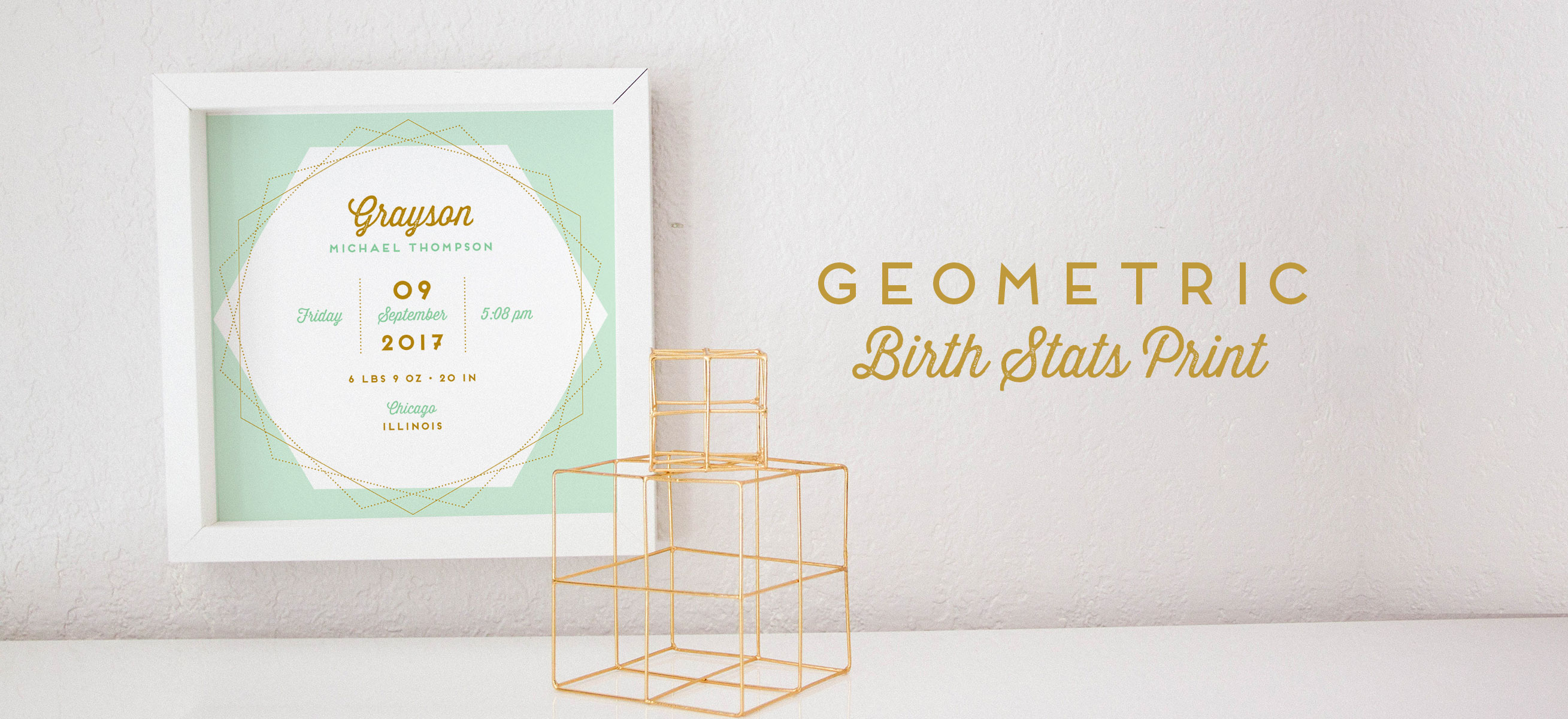 geometric birth stats art printable